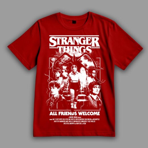 Футболка PrintBro Stranger Things. Всім друзям ласкаво просимо PG10227 Чорний