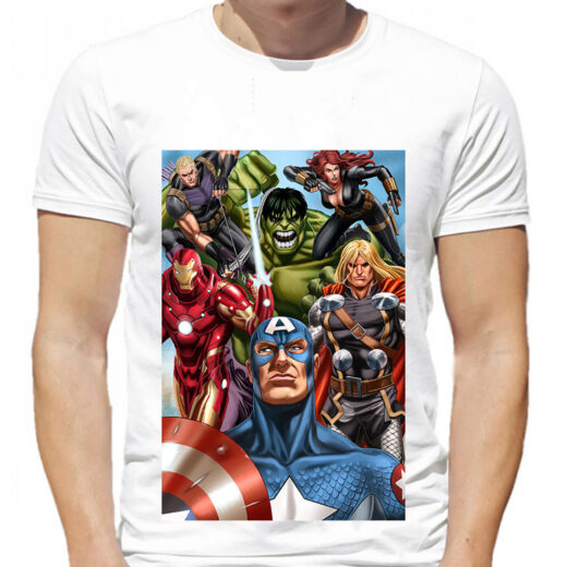 Чоловіча футболка PrintBro Avengers М'ясники славнозвісні зірки з усіма characters PG02064 Білий