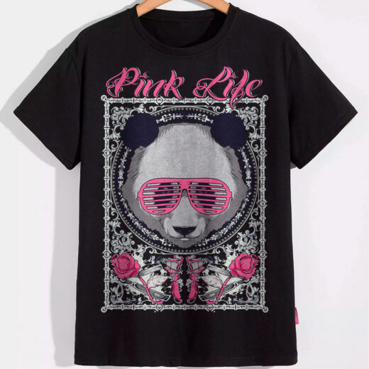 Футболка PrintBro Панда Pink Life PG06684 goodreclama Чорний