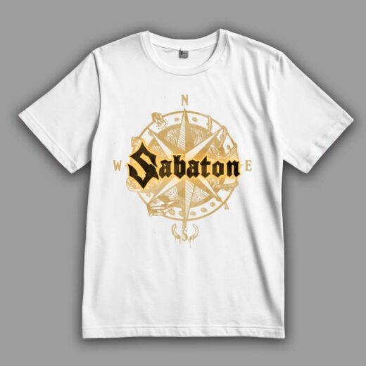Футболка PrintBro логотип Sabaton на тлі троянди вітрів PG10753