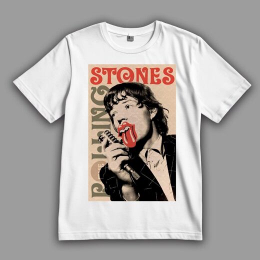 Футболка PrintBro Символі The Rolling Stones: Мік Джаггер та "Мова та губи" Білий