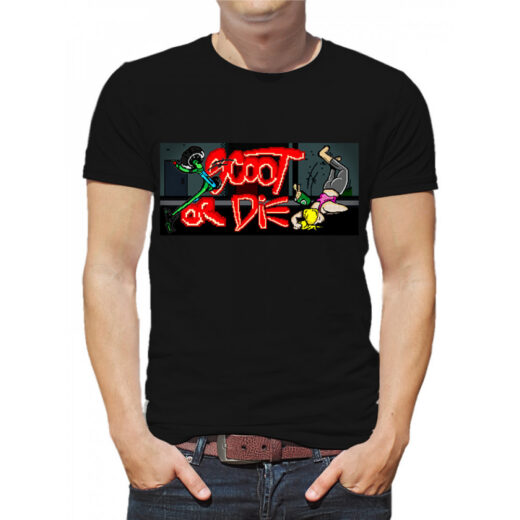 Футболка PrintBro чоловіча Scoot or die (самокат у old school грі) PG00554 goodreclama Чорний