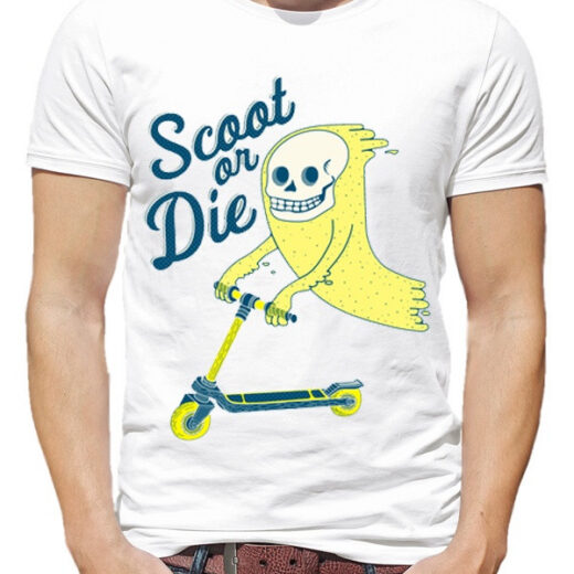 Футболка PrintBro чоловіча Scoot or die (привид на самокаті) PG00549 goodreclama Білий