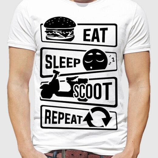 Футболка PrintBro чоловіча Eat Sleep Scoot Repeat (інструкція до самокату) PG00527 goodreclama Білий