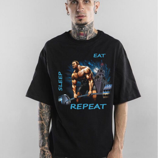 Футболка PrintBro Eat - Sleep - Repeat PG03933 Чорний
