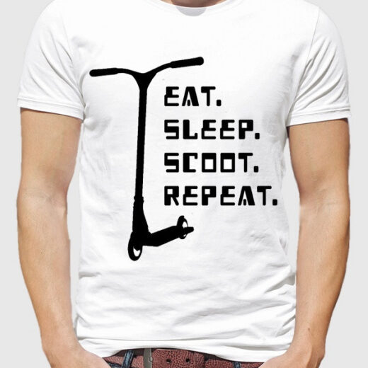Чоловіча футболка PrintBro Eat Sleep Scoot Repeat (самокат) PG00525 goodreclama Білий