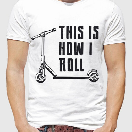 Футболка PrintBro чоловіча This is how I roll (футболка PrintBro з самокатом) PG00513 goodreclama Білий