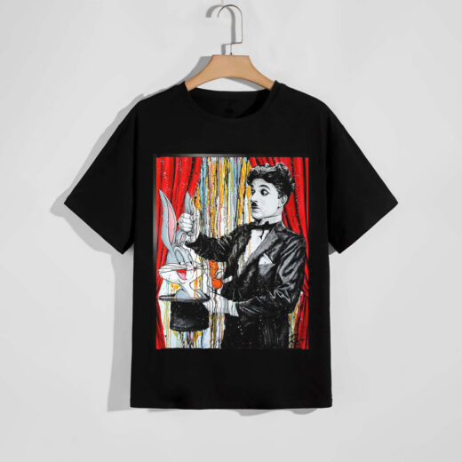 Футболка PrintBro Charlie Chaplin and Bugs Bunny PG04372 Чорний