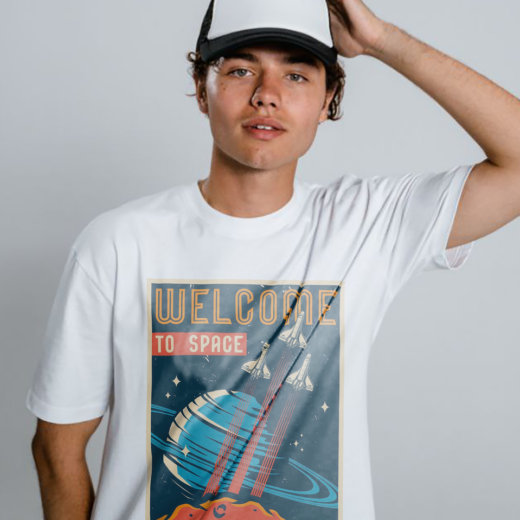 Футболка PrintBro Welcome To Space Vintage Space Exploration PG04723 goodreclama Білий