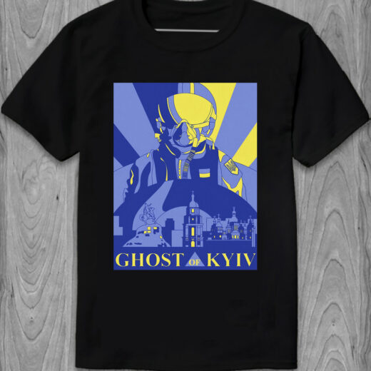 Футболка PrintBro The Ghost of Kyiv у жовто-блакитних тонах PG01798 goodreclama Чорний