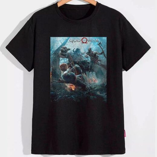 Футболка PrintBro God of War: Кратос, Тюр і Атрей PG07174 Чорний
