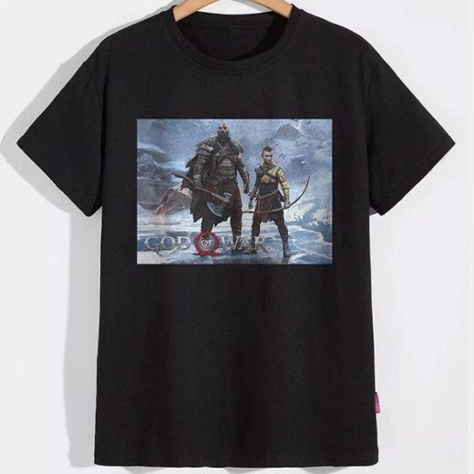 Футболка PrintBro God of War Кратос і Атрей PG07171 Чорний