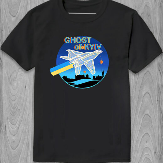 Футболка PrintBro Ghost of Kyiv (Самок з прапором) PG01716 Чорний