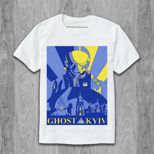 Футболка PrintBro The Ghost of Kyiv у жовто-блакитних тонах PG01798 goodreclama Білий