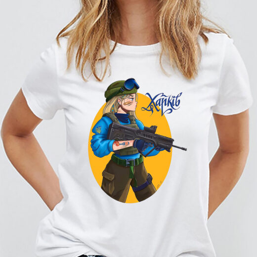 Футболка PrintBro Дівчина зі зброєю - Харків PG05286 goodreclama Білий