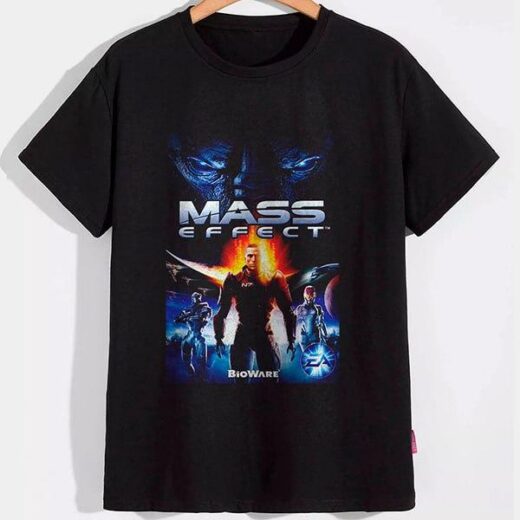 Футболка PrintBro Mass Effect: Капітан Шепард на передньому плані PG07186 Чорний