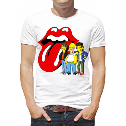 Футболка PrintBro чоловіча "Homer Simpson and Rolling Stones" PG00133 Білий