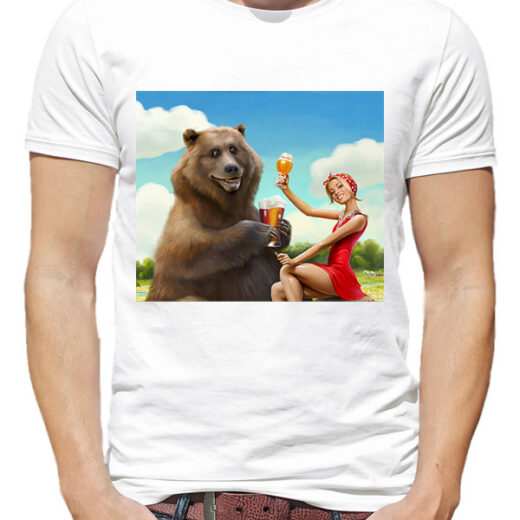 Футболка PrintBro чоловіча Bear Beer and Girl PG00002 goodreclama Білий